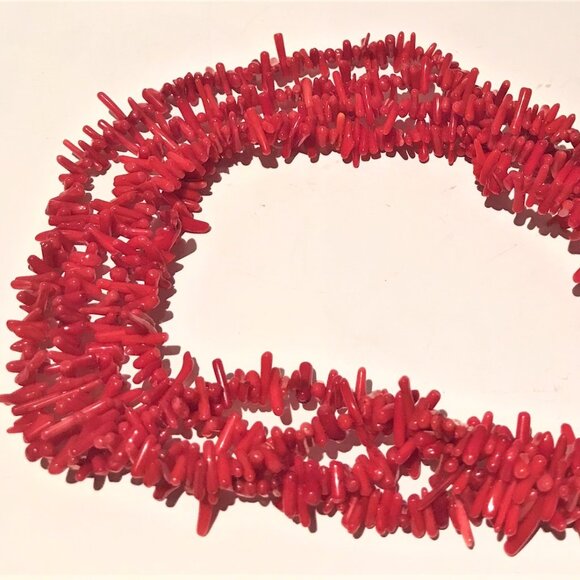 Collectible Genuine Red Coral Necklace Bracelet Earring 3pc Set Natural - Picture 2 of 4